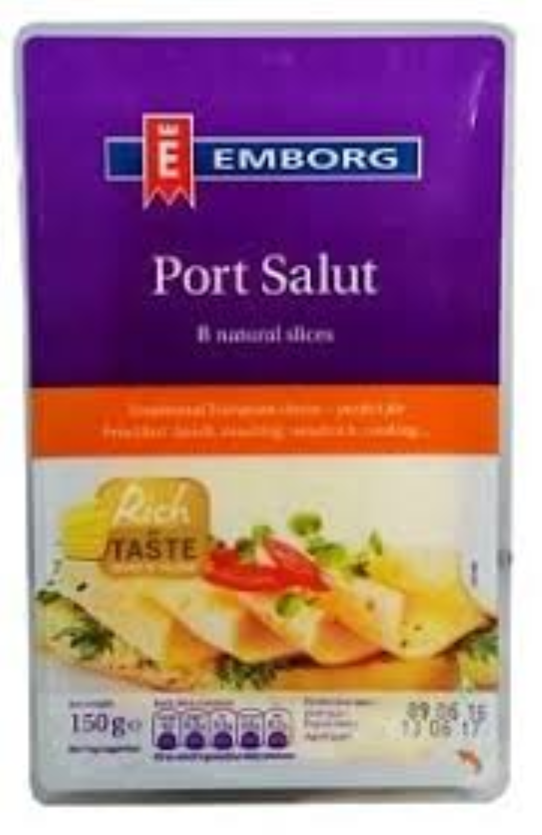 EMBORG NATURAL SLICED PORT SALUT CHEESE 150G